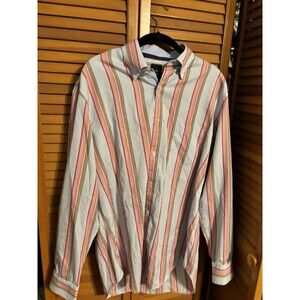 Tailorbyrd Collection Dress Shirt Mens Lg Long Sleeve Striped Classic Button Up